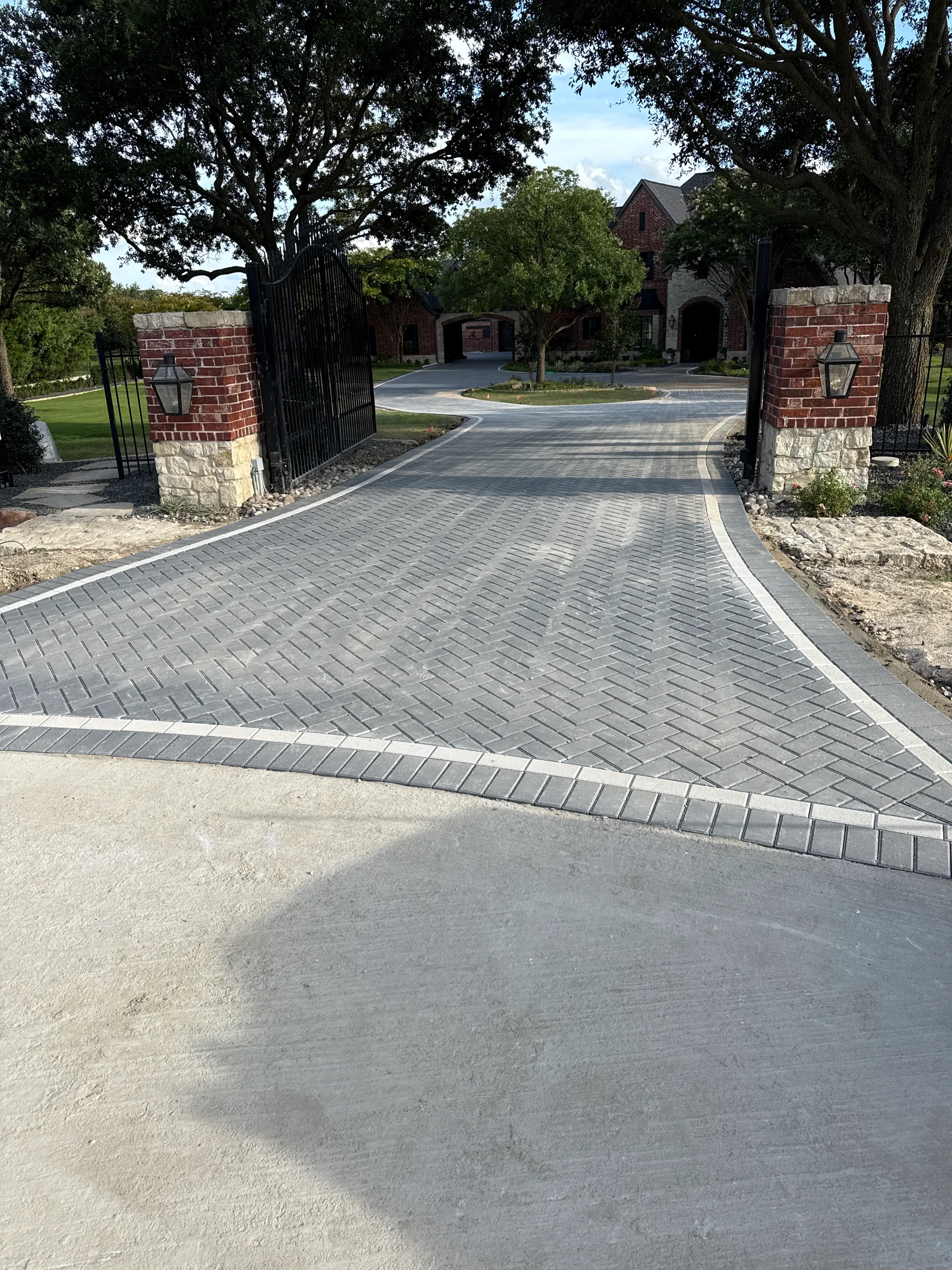 Interlocking paver driveway and gated entry
