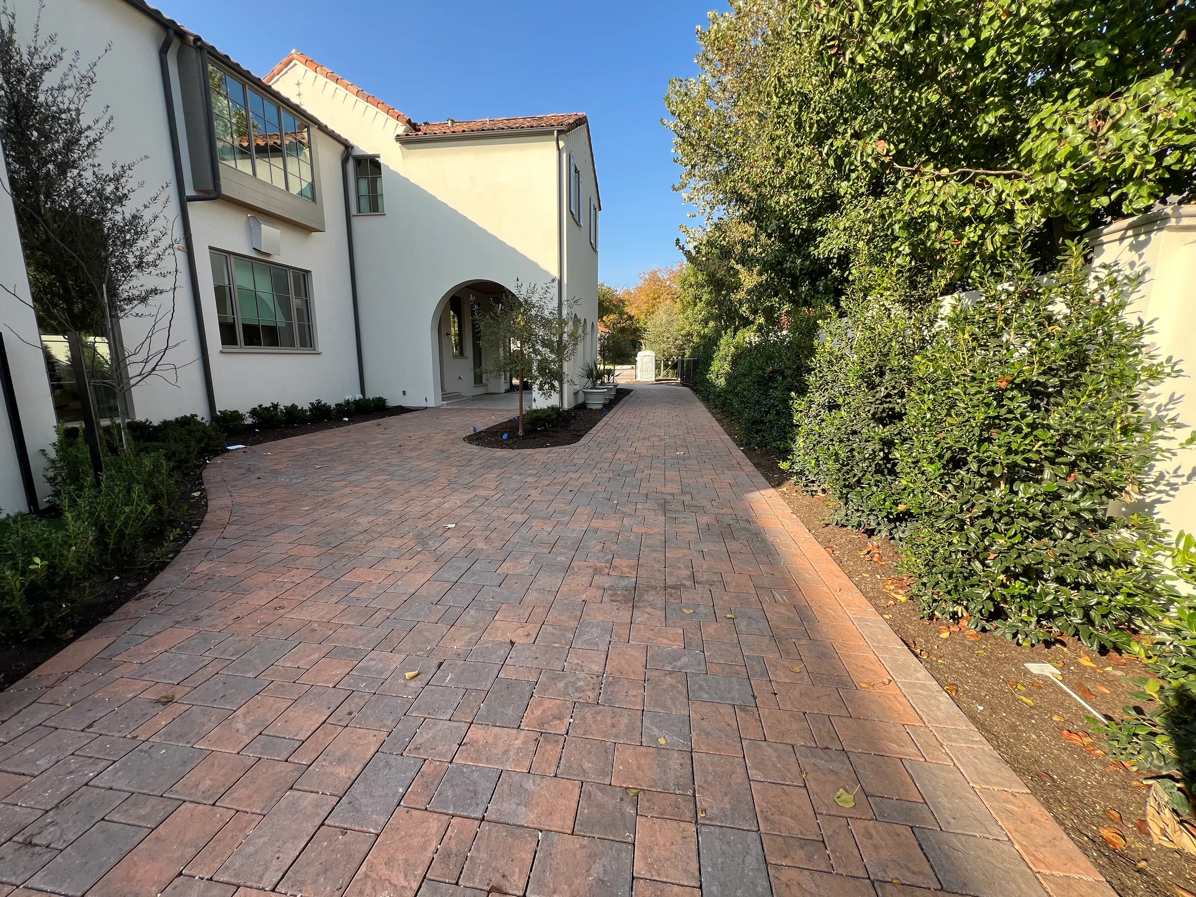 Completed residential paver driveway and walkway